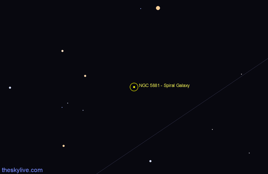 Finder chart NGC 5881 - Spiral Galaxy in Draco star