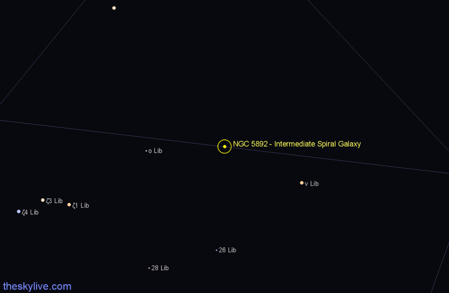 Finder chart NGC 5892 - Intermediate Spiral Galaxy in Libra star