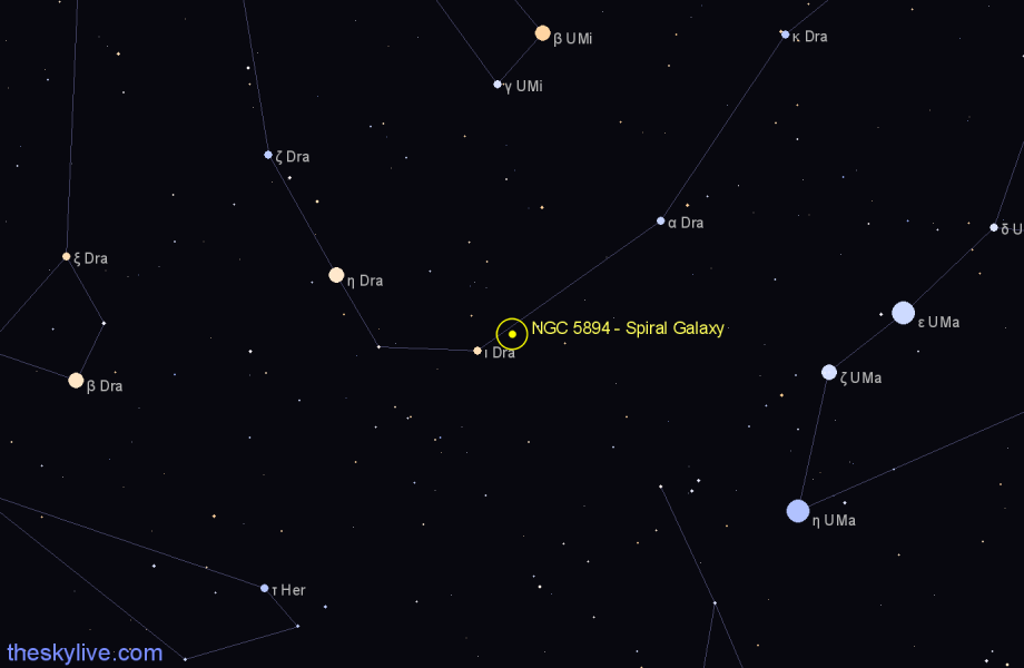 Finder chart NGC 5894 - Spiral Galaxy in Draco star