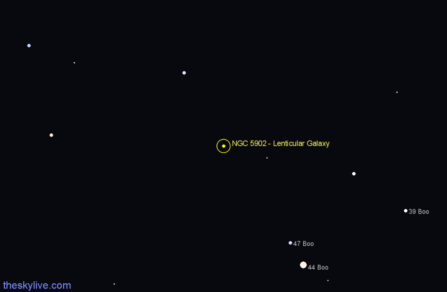 Finder chart NGC 5902 - Lenticular Galaxy in Boötes star