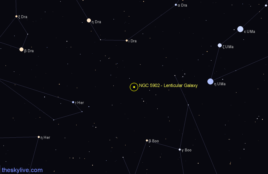 Finder chart NGC 5902 - Lenticular Galaxy in Boötes star