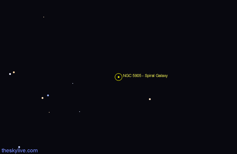 Finder chart NGC 5905 - Spiral Galaxy in Draco star