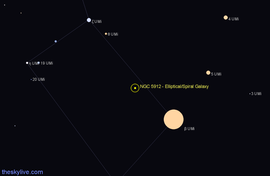 Finder chart NGC 5912 - Elliptical/Spiral Galaxy in Ursa Minor star