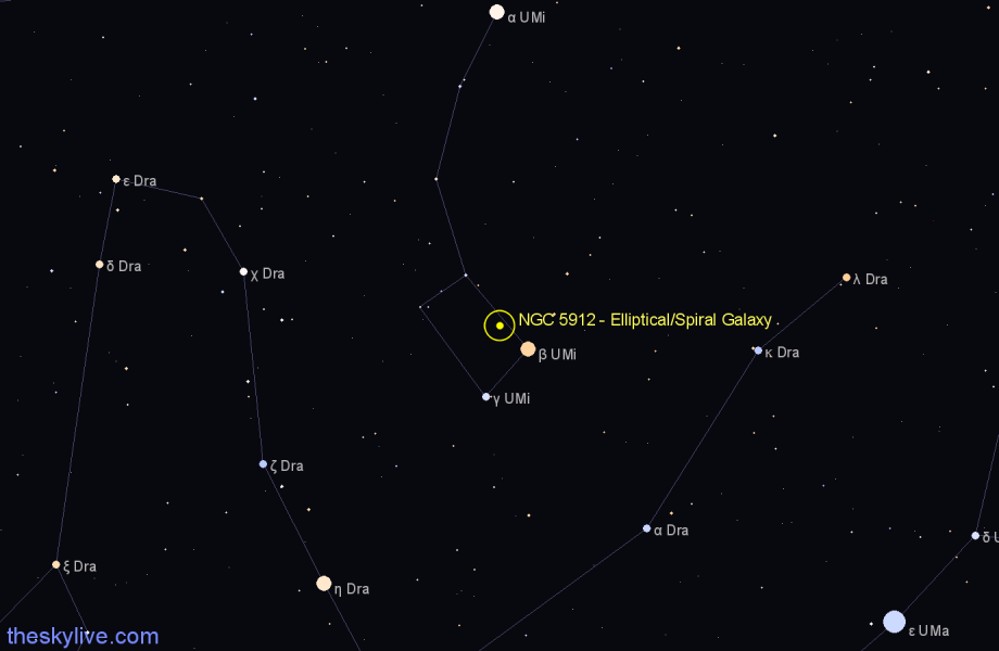 Finder chart NGC 5912 - Elliptical/Spiral Galaxy in Ursa Minor star