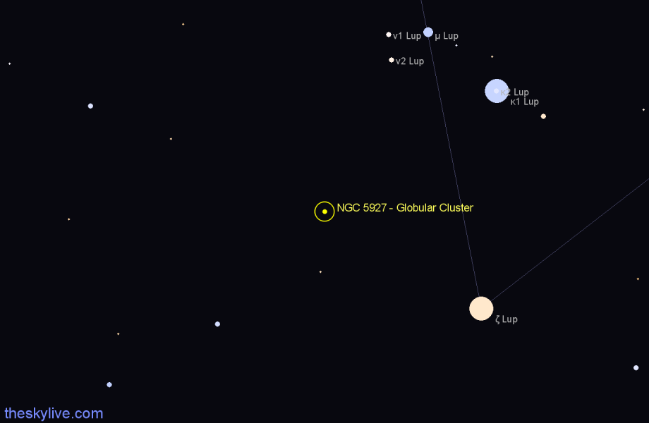 Finder chart NGC 5927 - Globular Cluster in Norma star