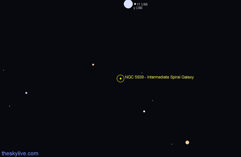 Finder chart NGC 5939 - Intermediate Spiral Galaxy in Ursa Minor star