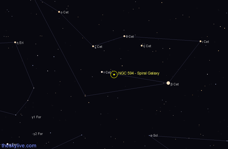 Finder chart NGC 594 - Spiral Galaxy in Cetus star