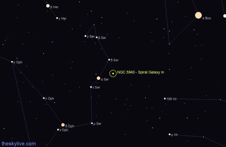 Finder chart NGC 5940 - Spiral Galaxy in  star