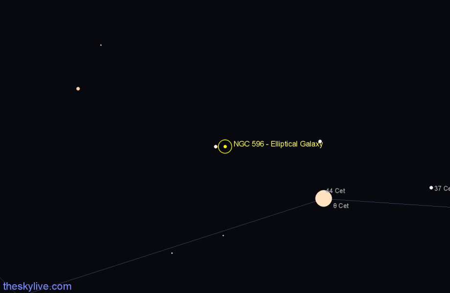 Finder chart NGC 596 - Elliptical Galaxy in Cetus star