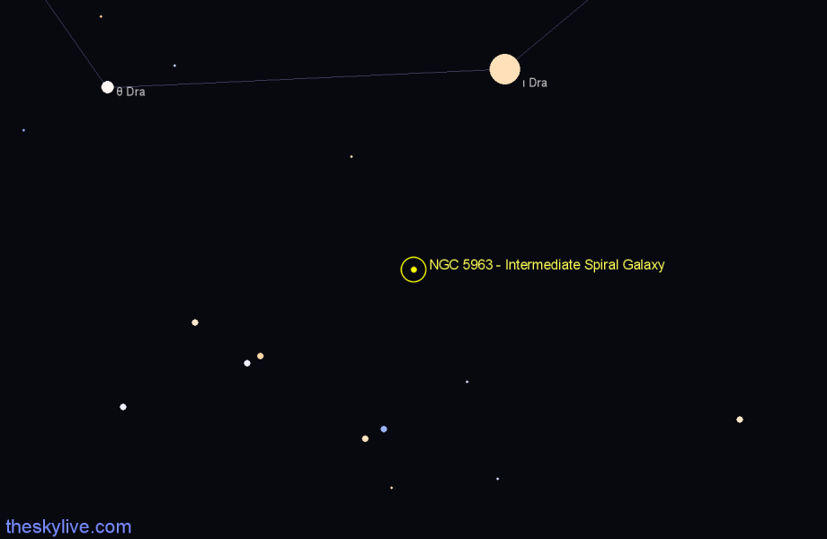 Finder chart NGC 5963 - Intermediate Spiral Galaxy in Draco star