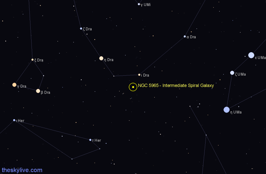 Finder chart NGC 5965 - Intermediate Spiral Galaxy in Draco star