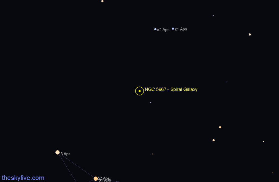 Finder chart NGC 5967 - Spiral Galaxy in Apus star