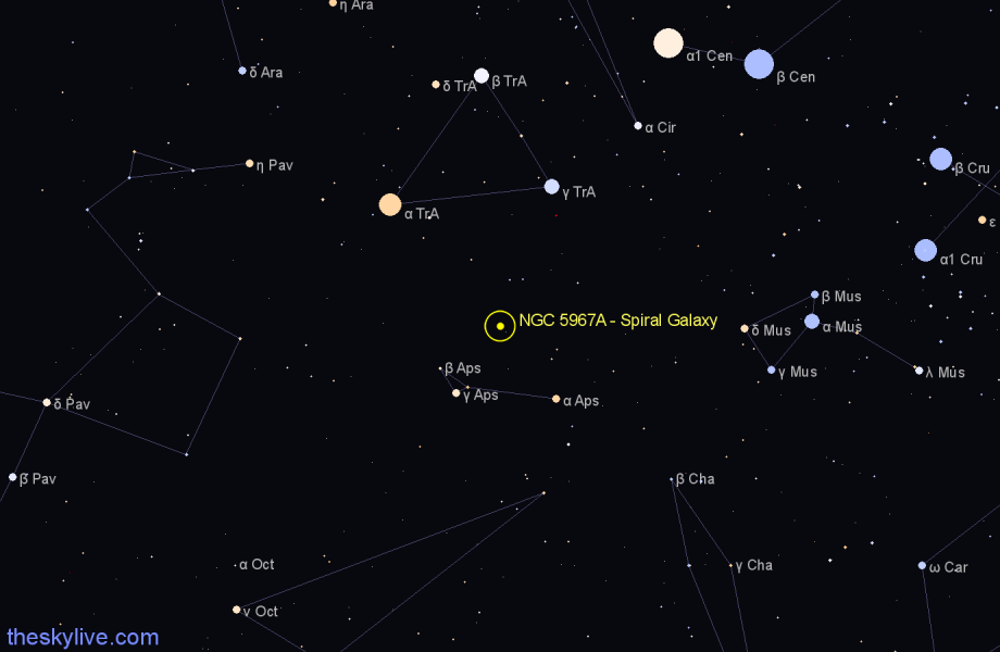 Finder chart NGC 5967A - Spiral Galaxy in Apus star