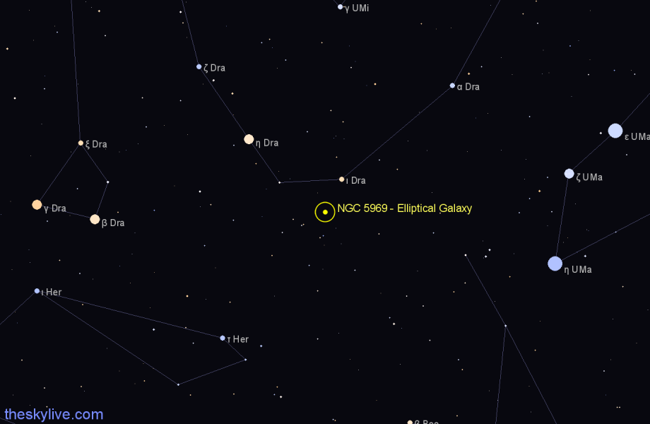 Finder chart NGC 5969 - Elliptical Galaxy in Draco star