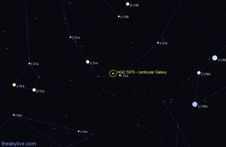 Finder chart NGC 5976 - Lenticular Galaxy in Draco star