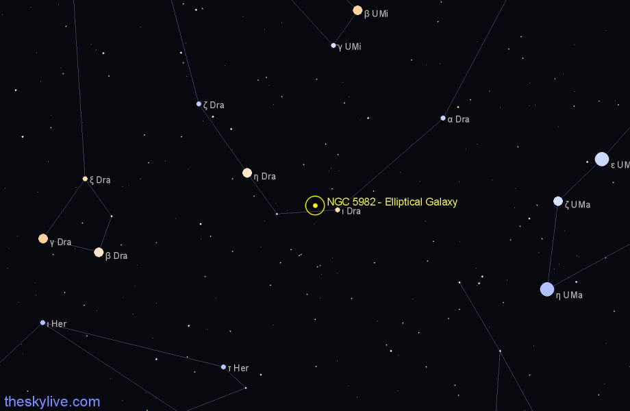 Finder chart NGC 5982 - Elliptical Galaxy in Draco star