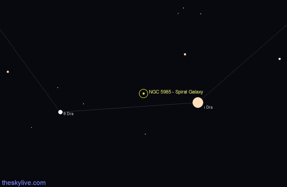 Finder chart NGC 5985 - Spiral Galaxy in Draco star