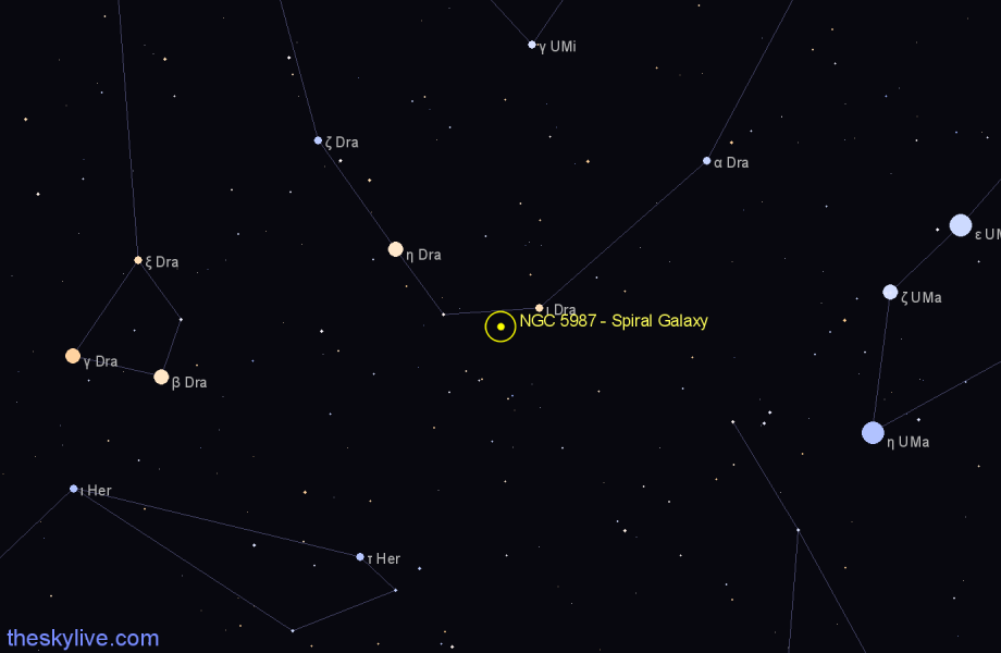 Finder chart NGC 5987 - Spiral Galaxy in Draco star