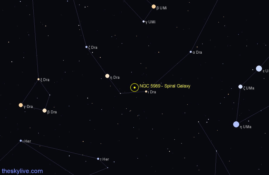 Finder chart NGC 5989 - Spiral Galaxy in Draco star