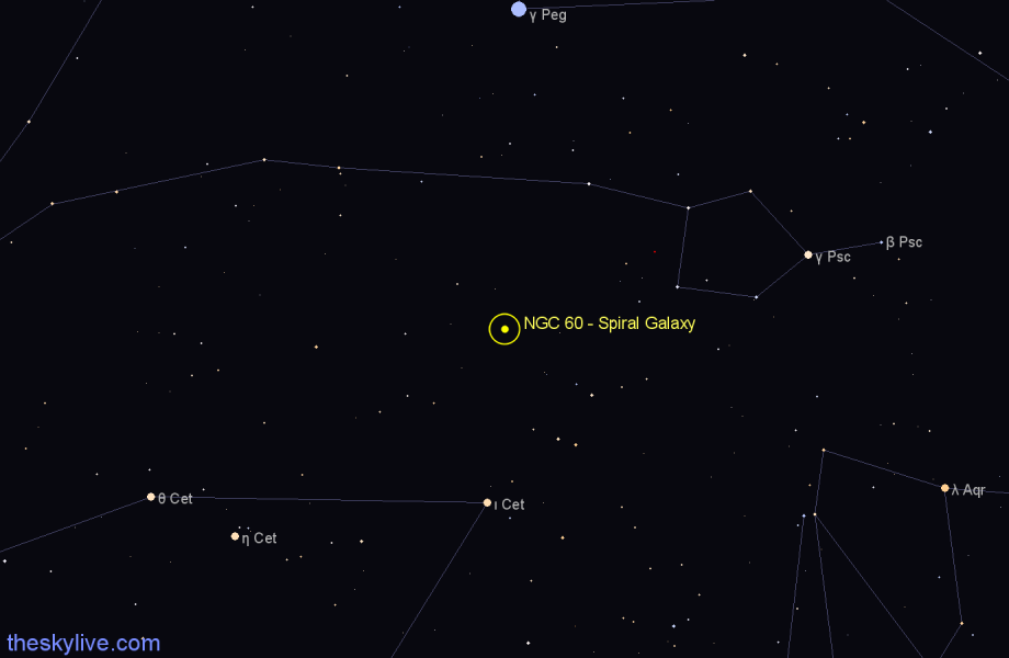 Finder chart NGC 60 - Spiral Galaxy in Pisces star
