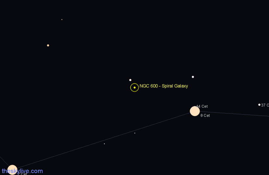 Finder chart NGC 600 - Spiral Galaxy in Cetus star