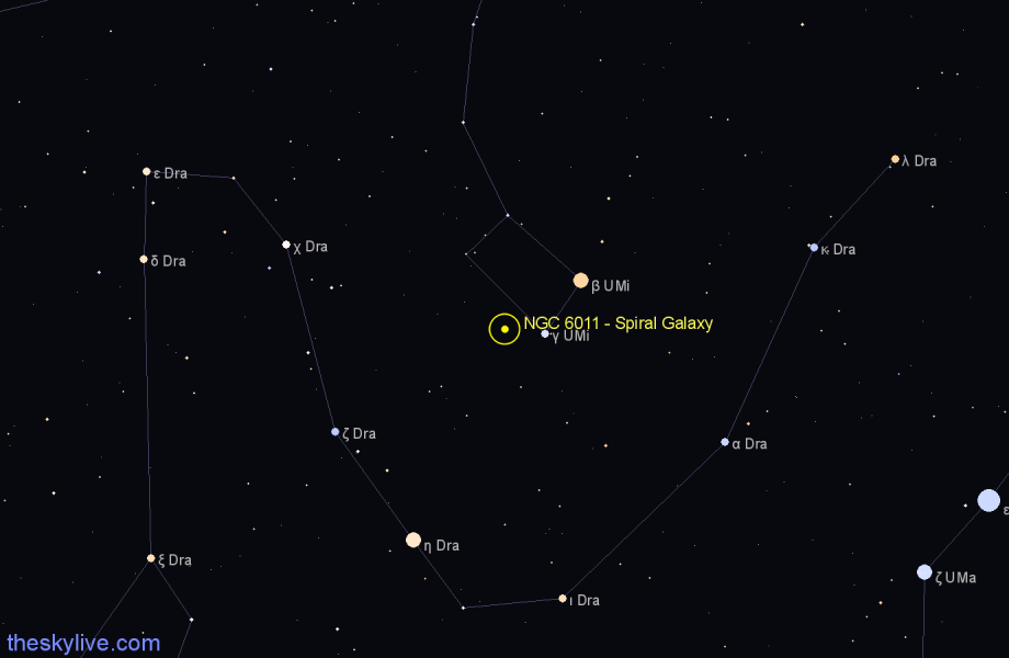 Finder chart NGC 6011 - Spiral Galaxy in Ursa Minor star