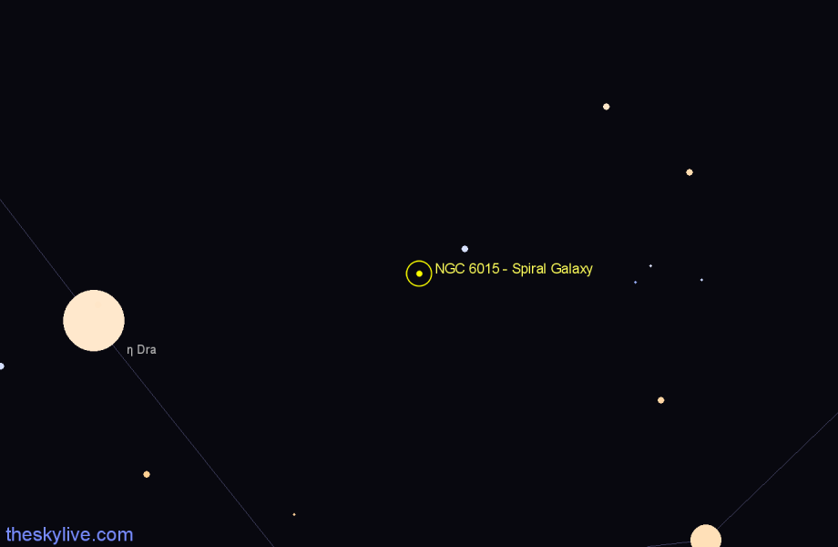 Finder chart NGC 6015 - Spiral Galaxy in Draco star