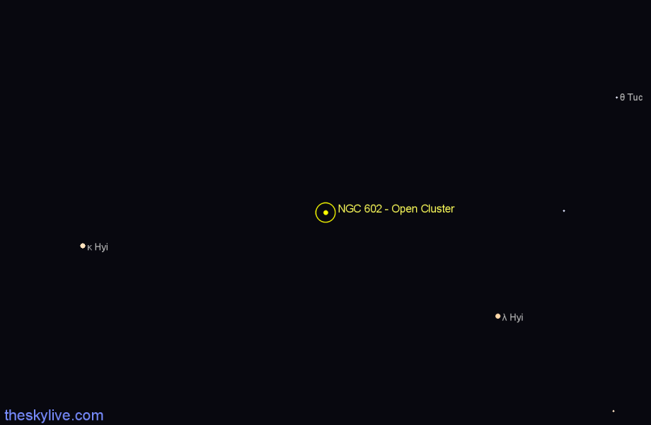 Finder chart NGC 602 - Open Cluster in Hydrus star