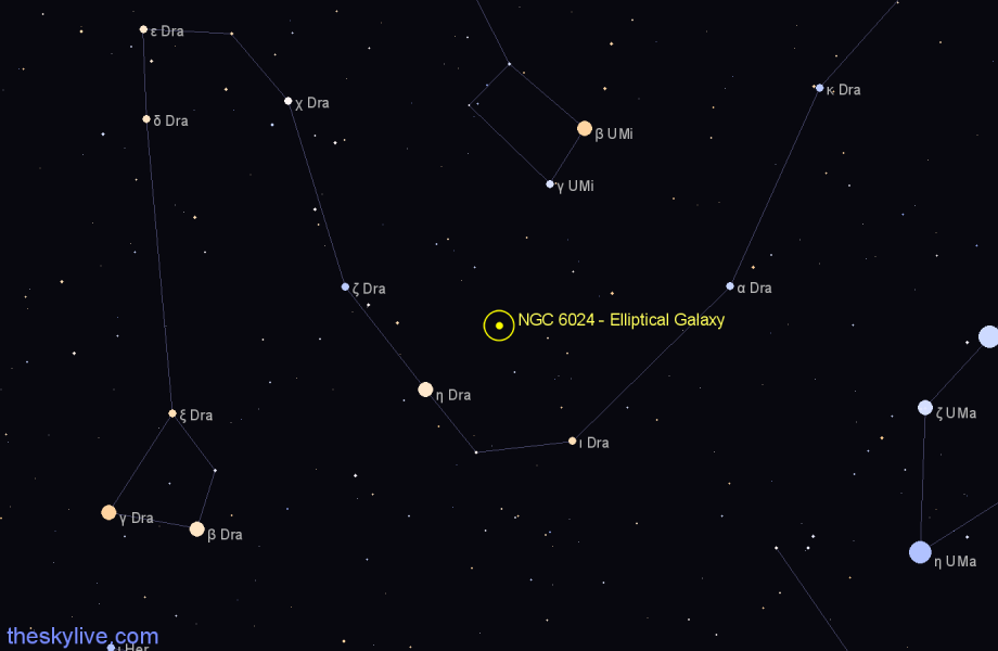 Finder chart NGC 6024 - Elliptical Galaxy in Draco star