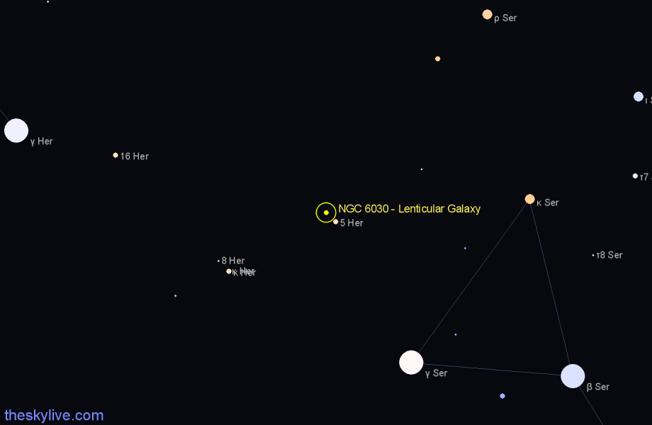 Finder chart NGC 6030 - Lenticular Galaxy in Hercules star