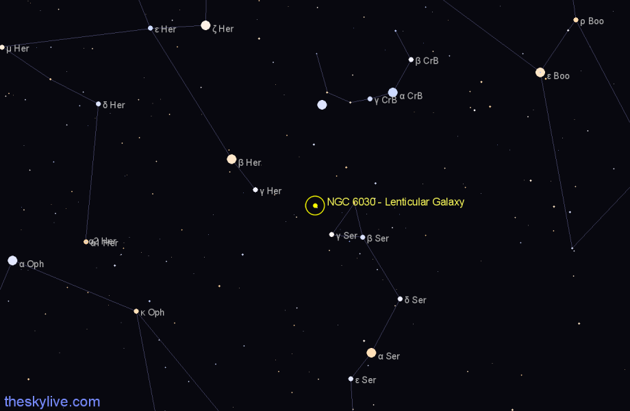 Finder chart NGC 6030 - Lenticular Galaxy in Hercules star