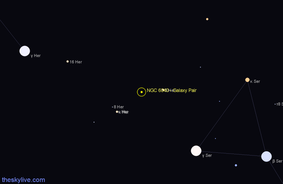 Finder chart NGC 6040 - Galaxy Pair in Hercules star