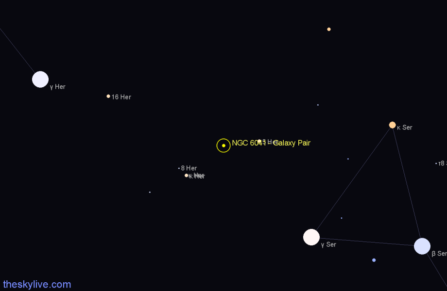 Finder chart NGC 6041 - Galaxy Pair in Hercules star