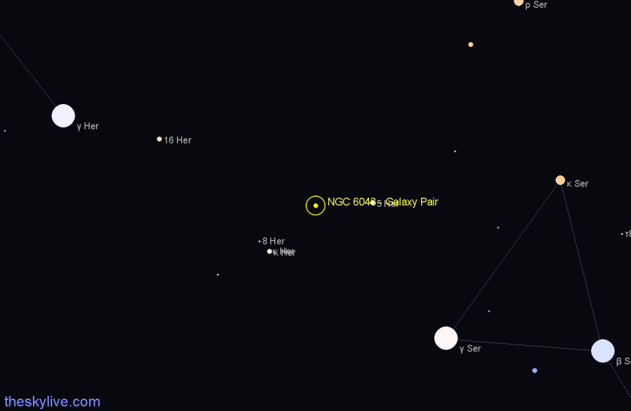 Finder chart NGC 6043 - Galaxy Pair in Hercules star