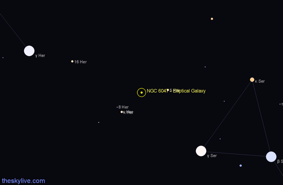 Finder chart NGC 6047 - Elliptical Galaxy in Hercules star