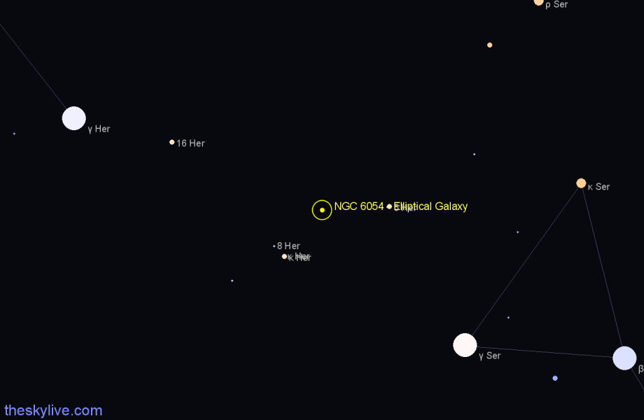 Finder chart NGC 6054 - Elliptical Galaxy in Hercules star