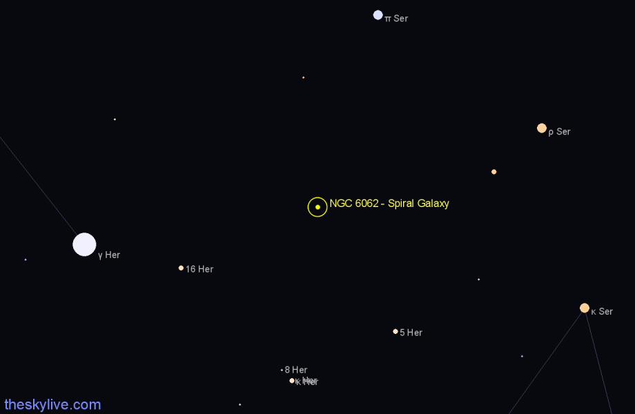 Finder chart NGC 6062 - Spiral Galaxy in Hercules star