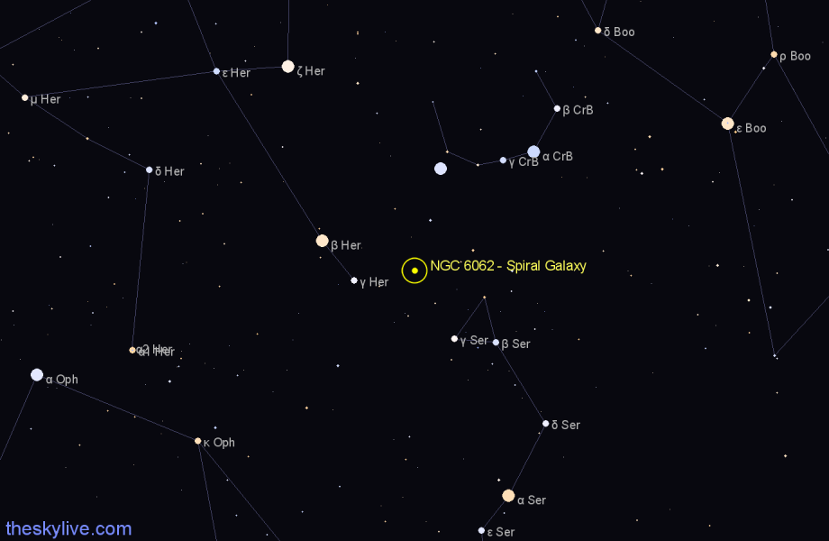 Finder chart NGC 6062 - Spiral Galaxy in Hercules star