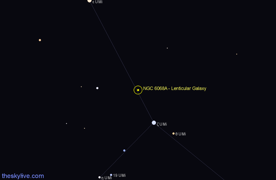 Finder chart NGC 6068A - Lenticular Galaxy in Ursa Minor star