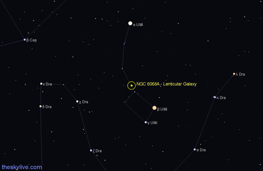 Finder chart NGC 6068A - Lenticular Galaxy in Ursa Minor star