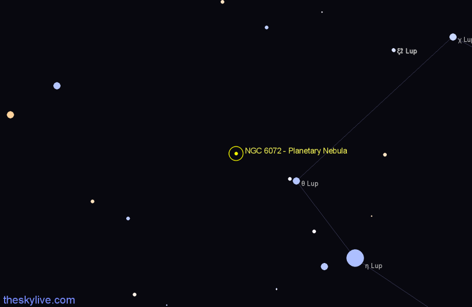 Finder chart NGC 6072 - Planetary Nebula in Scorpius star