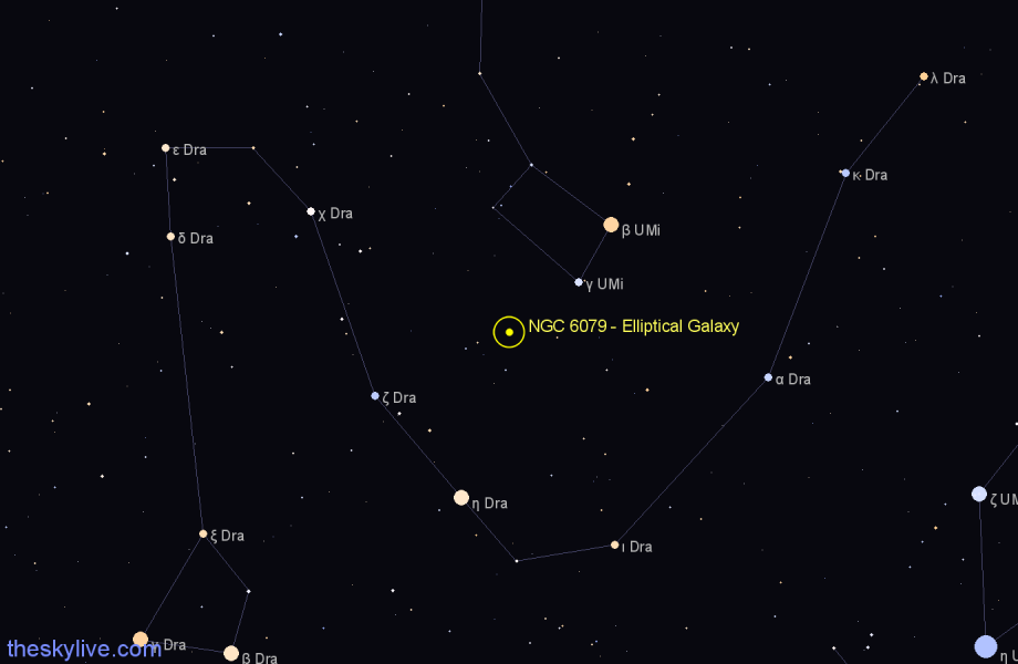 Finder chart NGC 6079 - Elliptical Galaxy in Draco star