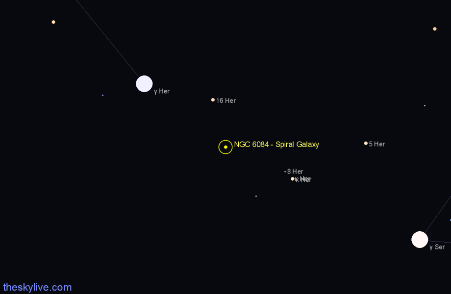 Finder chart NGC 6084 - Spiral Galaxy in Hercules star