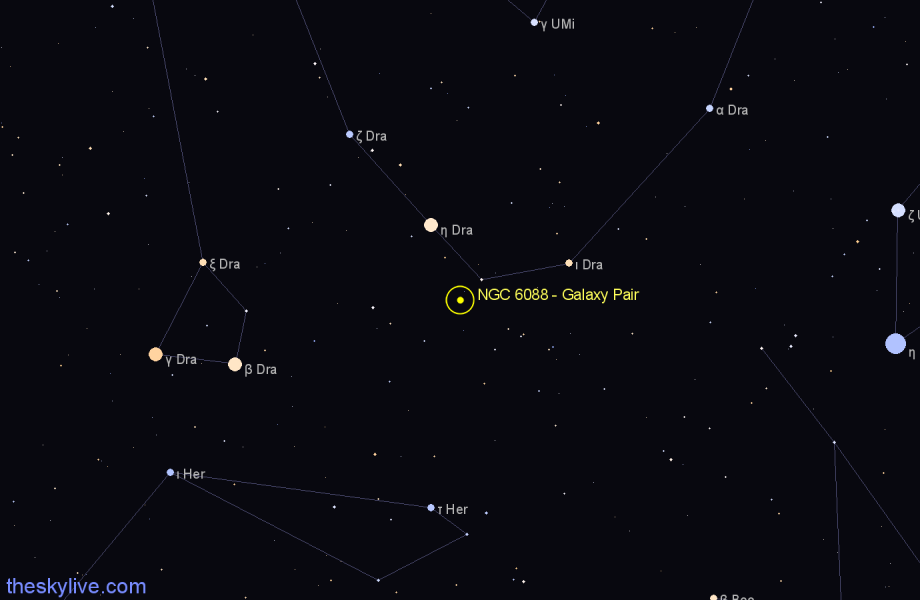 Finder chart NGC 6088 - Galaxy Pair in Draco star