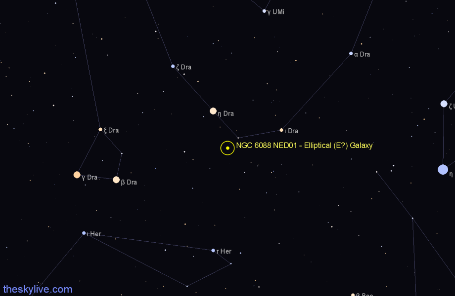 Finder chart NGC 6088 NED01 - Elliptical (E?) Galaxy in Draco star