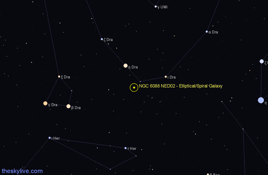 Finder chart NGC 6088 NED02 - Elliptical/Spiral Galaxy in Draco star