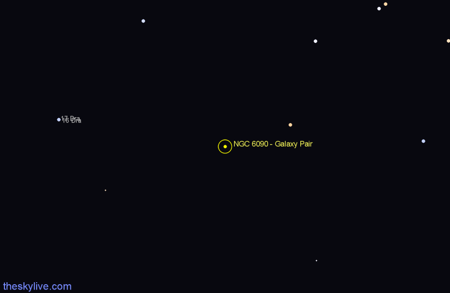Finder chart NGC 6090 - Galaxy Pair in Draco star