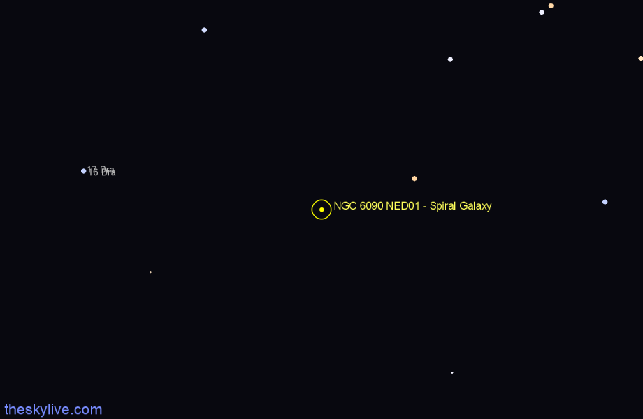 Finder chart NGC 6090 NED01 - Spiral Galaxy in Draco star