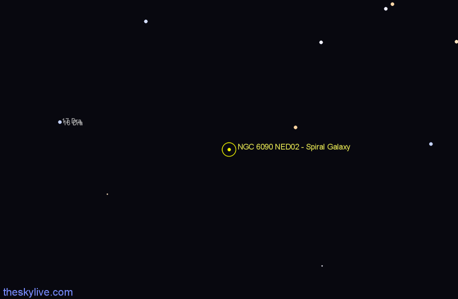 Finder chart NGC 6090 NED02 - Spiral Galaxy in Draco star