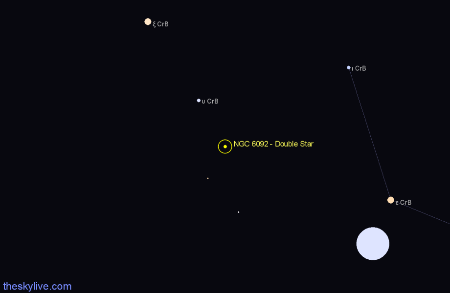 Finder chart NGC 6092 - Double Star in Corona Borealis star